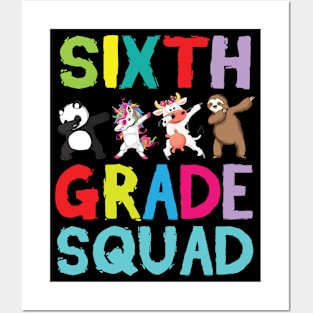 Animals Students Dabbing Back To School Sixth Grade Squad Posters and Art